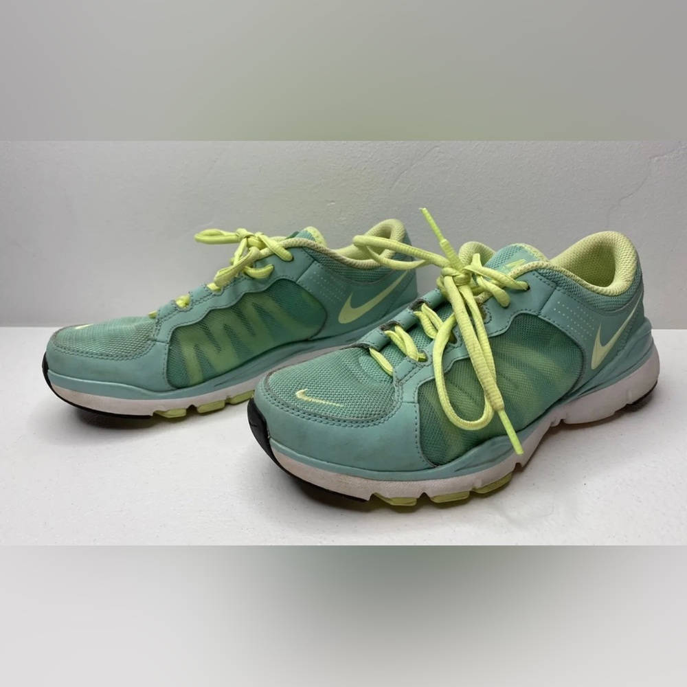 Nike Womens Flex Trainer 2 511332-300 Aqua Volt Lace Up Training Shoes Size 7.5.